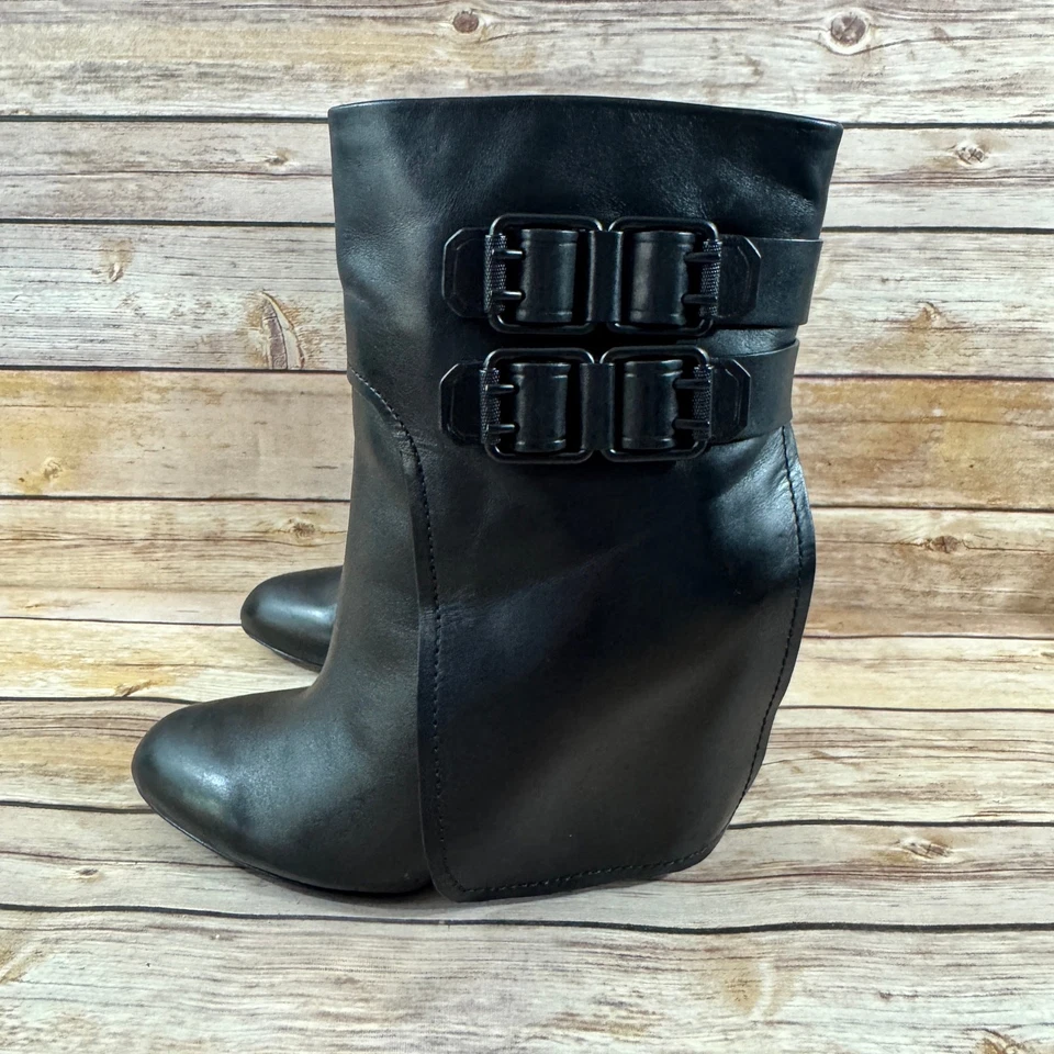 Vera Wang Mujer Cuero Negro Rebel Rahda Tacón Alto Botines 9M Foto 3 de 4