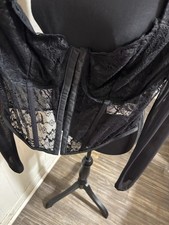 SHEIN CHICME Black Lace Corset Top Mesh Bustier Women's Size L