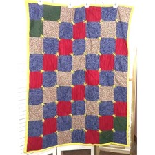 Handmade Quilt Baby Blanket 45X56 inches knot Tie Multi-Color Squares