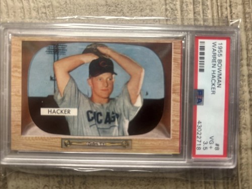 1955 Bowman Warren Hacker PSA 3.5 VG+ Vintage Baseball Card Chicago Cubs