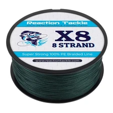 Reaction Tackle Braided Fishing Line - 8 Strand Moss Green 300LB 1000yd