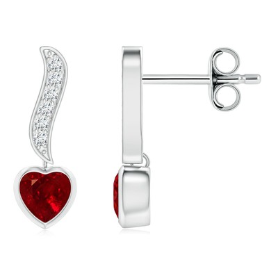 ANGAAR herzförmige natürliche Rubin Ohrhänger in Sterlingsilber (0,66 ct)