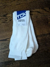 VTG TCK Athletic Tube Socks NC 300 White Large Cotton/Nylon Blend Made In USA