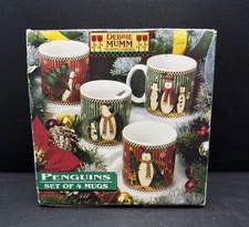 Vintage Debbie Mumm Penguins Mug Set of 4-12oz. Stoneware