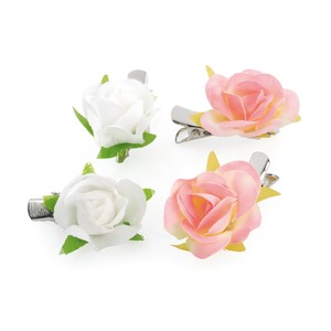 Ladies Girls 4 Pack Pink White Flower Design 2 5cm Hair Snap Clips