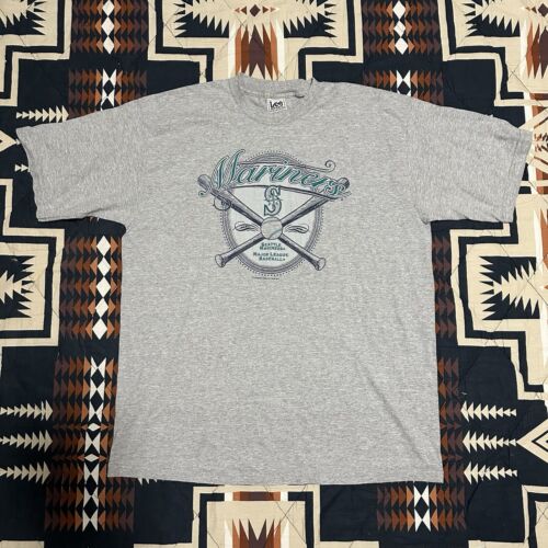 Vintage LEE cotton Seattle Mariners T Shirt Mens XL Gray 2001 MLB Baseball