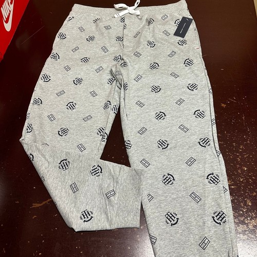 Tommy Hilfiger Mens Gray Heather All Over Logo Tapered Leg Jogger Pants Size L - Picture 2 of 3