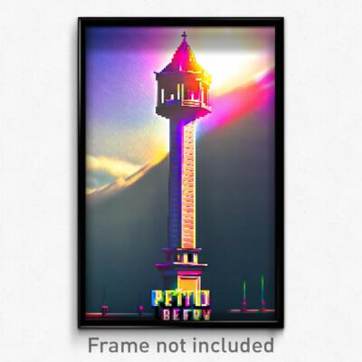 Pixel Art Poster - Vivid Belfry (8 Bit Psychedelic Trippy Video Game Print)
