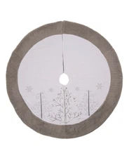 Glitzhome White Fleece Holiday / Christmas Tree Skirt 48"