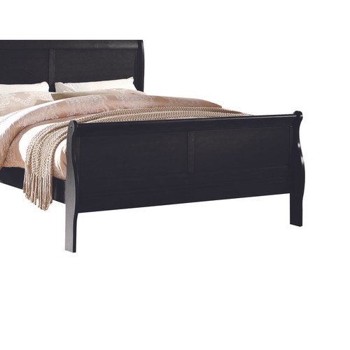 Wooden Twin Size Bed With Panel Design Sleigh Headboard And Footboard,Brown- - Picture 3 of 5