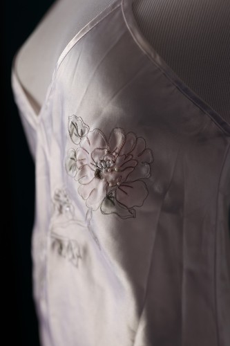 Vintage Y2K Secret Treasures Fairy Satin Sheer Beaded Floral Slip Dress Babydoll - Picture 15 of 15