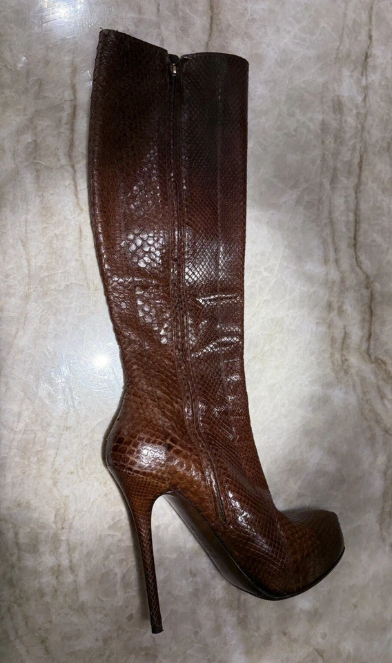 Gianmarco Lorenzi Marrón PITÓN Hasta la Rodilla Plataforma Botas Tacones Zapatos 37 Foto 2 de 4