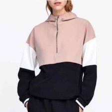 Zara color block quarter zip hooded pullover