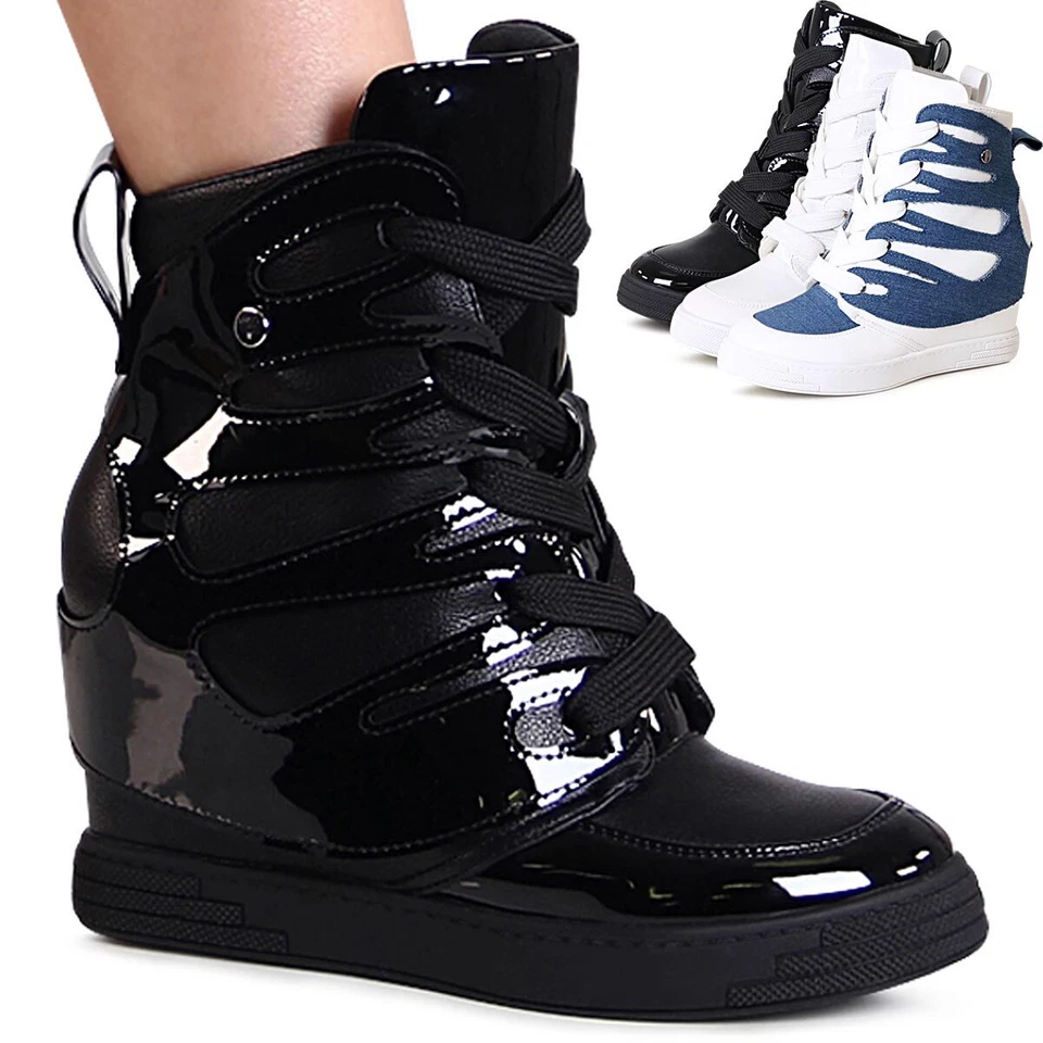 Chaussures Femme Semelle Compensée Bottines Plateforme Hidden Wedges - Photo 1/1