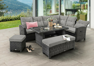 Destiny Eckgruppe SANTA PONSA DE LUXE mit Tisch 140x80x64 cm, grau meliert