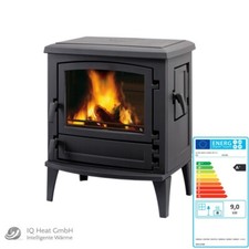 Guss Kaminofen Leda Aruba 9 KW schwarz lackiert Werkstattofen Kamin Höhe 74 cm