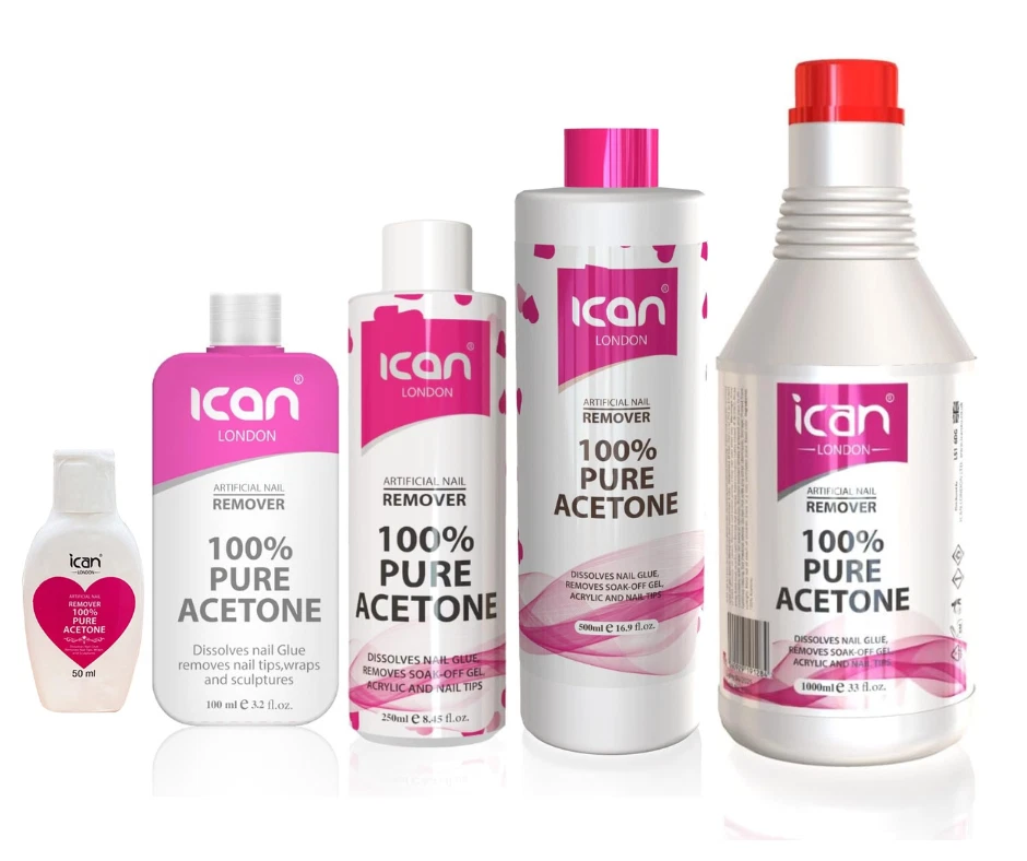 ICAN LONDON 100% pure acetone dissolve nail glue/ nail tips uv gel remover 250ml/100ml/50ml