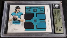 BGS 9.5 1/1 RC JSY /75 TREVOR LAWRENCE QUAD PATCH SSP ROOKIE 2021 Panini Encased