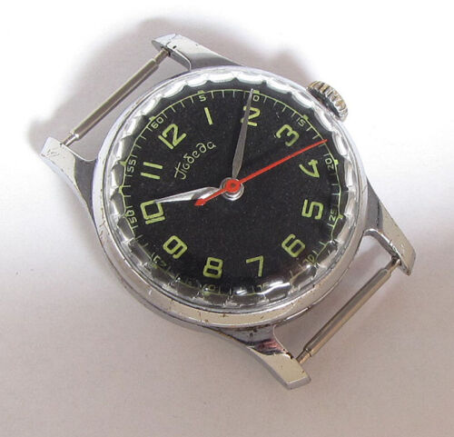☭ EARLY Vintage Military POBEDA Soviet USSR Wristwatch 1950s SERVICED - Afbeelding 1 van 8
