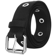 Men Double Grommet Punk Belt Hole Rivet Nylon Big and Tall Plus Size To 71''