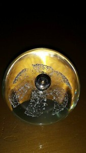 Heavy Blown Art Glass Paperweight Tear White Flower Design 