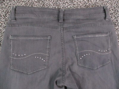 Lee Jeans Womens 6S SHORT Grey Denim Straight Leg Perfect Fit Studs 29x27