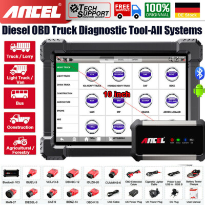 Ancel X7 HD LKW Diagnosegerät OBD2 Alle System 12V 24V Heavy Duty Truck Scanner