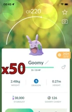 50x Goomy Pokemon Bundle !! Good Chance of Lucky and Good IVs !! Go
