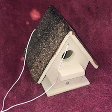 New hand crafted Tan Wood wren/chickadee bird house great gift for Mom