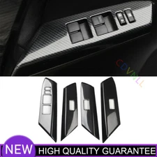 Inner Door Window Lift Switch Cover Trim For Toyota RAV4 2013-2018 Carbon Fiber