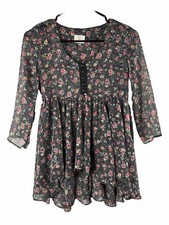 Pins and Needles Boho Multicolor Floral Tunic Babydoll Top Size XS