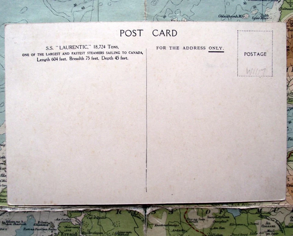 Vintage SS RMS Laurentic White Star Shipping Line Postcard c1900 - Image 2 of 2