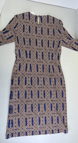 J McLaughlin Catalina Catalyst Dress Size Small Celtic Geometric Navy Rust 3/4 - Picture 4 of 17