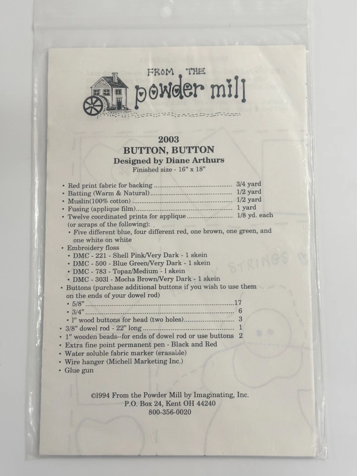 Button, Button Pattern 2003 From The Powder Mill By Diane Arthurs 16x18 - Image 2 of 3