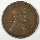 1916 United States Lincoln Wheat Cent Penny - Very Good (VG) KM#132 - 6330