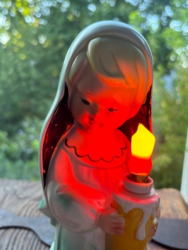 Vintage 50er Jahre Japan Weihnachten Engel Kind hält Kerze Figur Lampe - Bild 6 von 6