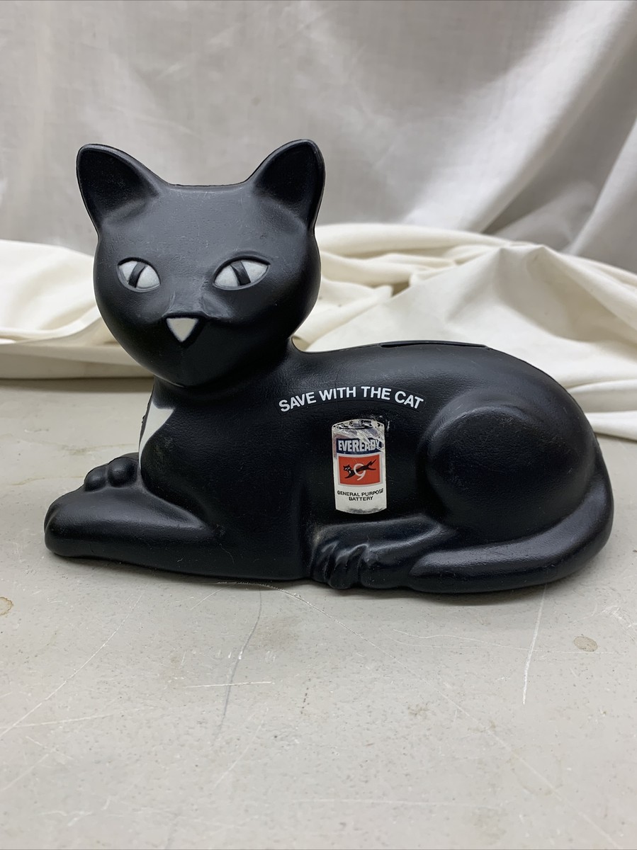 EVEREADY BATTERY SAVE WITH THE CAT BANK VINTAGE 1981 advertising