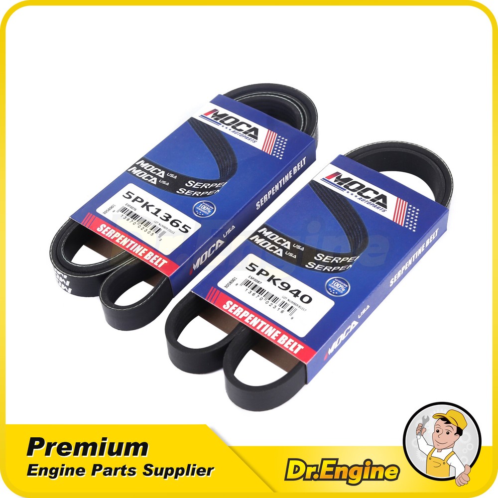 2X Serpentine Belt Set ALT-AC-Power Steering Fit Mitsubishi Eclipse Galant 2.4L