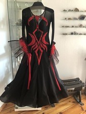 Tanzkleid/ Standardkleid/ Turnierkleid Schwarz Rot Gr. S 36 Neu