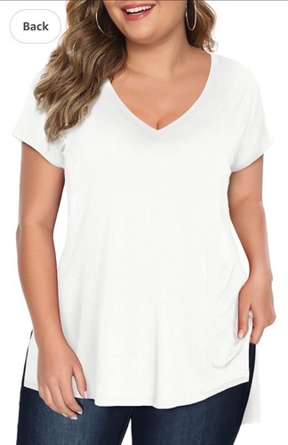 Florboom Women's Plus Size Tops Casual Short Sleeve T-shirt White 2XL. - 第 1/2 張圖片