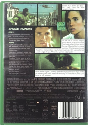 HULK - 2 Disk DVD, Region - 2 & 4 AUS, Like NEW! Tested ~ FREE Track POST ~ - Picture 2 of 5