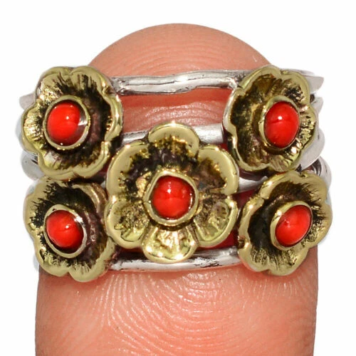 Anelli di lusso rossi in argento sterling pietra principale corallo