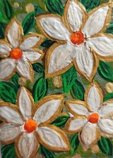 ACEO Original Art Card 2.5 x 3.5 in, Acrylic Abstract Floral