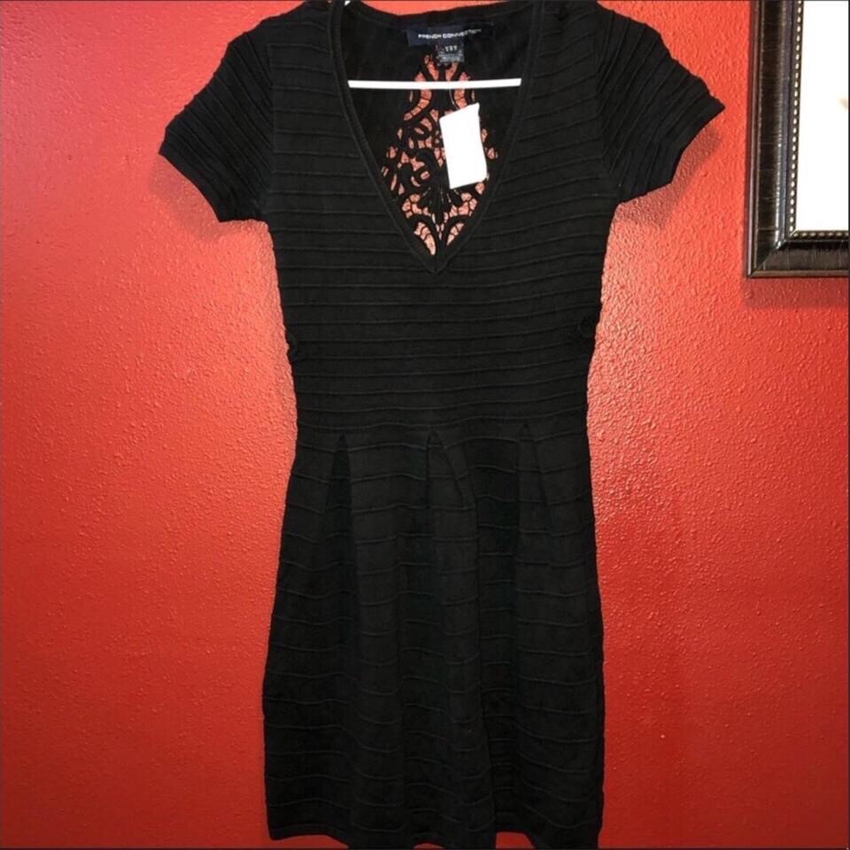 loving crochet fit and flare dress by french connection French Connection Dress Size 6 Lace Crochet Jersey Fit & Flare Black Cream