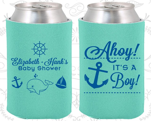 Baby Shower Koozies Koozie Ideas (90093) Ahoy it’s a Boy, Nautical, Anchor eBay