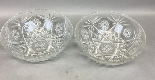 Set Of 2 Vintage Anchor Hocking Star Of David Glass Salad Fruit Bowl - Picture 1 of 19