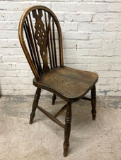 Antique Victorian Elm & Beech Farmhouse Kitchen Dining Chair (Can Deliver)