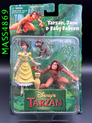 Mattel Disney TARZAN JANE & BABY BABOON Figures - Vintage 1999 - Sealed