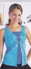 NWT Layered look ladies small Turquoise blue Dance Top Ring Detail