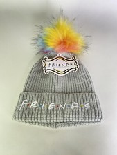 Friends TV Show Logo Gray Knit Cuff Pom Beanie Hat Cap Adult One Size NEW
